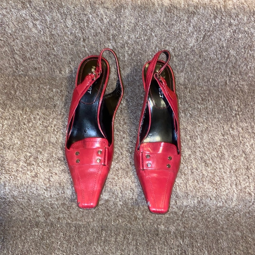 🍒 EUC Nine West Red Mule Pumps